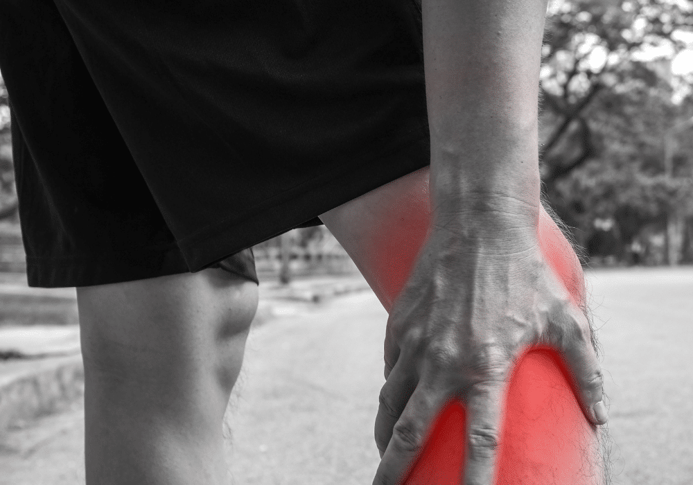 A hamstring tear is a pull at the back of the upper leg.
